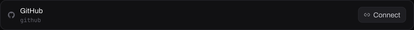 The GitHub row with a Connect button